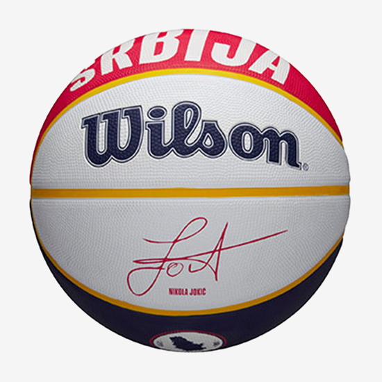 WILSON košarkarska žoga WZ4006701 NBA PLAYER LOCAL NIKOLA JOKIĆ OUTDOOR BALL white red blue