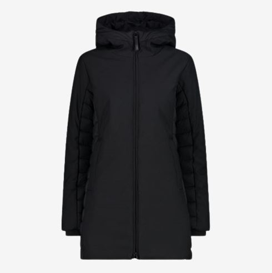 CMP ž plašč 34K0066 U901 LONG JACKET FIX HOOD black