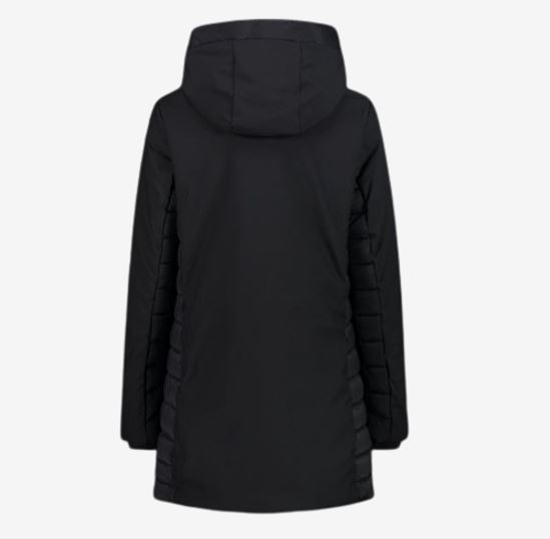 CMP ž plašč 34K0066 U901 LONG JACKET FIX HOOD black