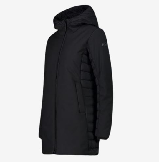 CMP ž plašč 34K0066 U901 LONG JACKET FIX HOOD black