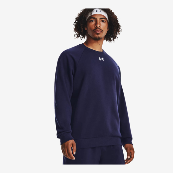 UNDER ARMOUR m pulover 1379755-410 RIVAL FLEECE CREW midnight navy white