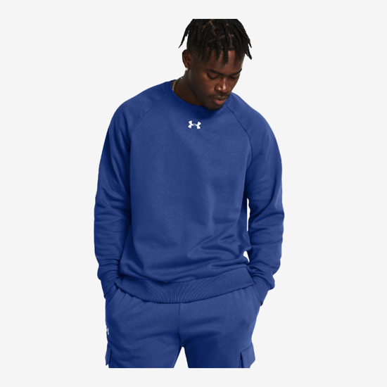 UNDER ARMOUR m pulover 1379755-432 RIVAL FLEECE CREW tech blue white