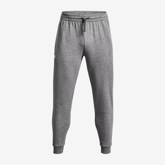 UNDER ARMOUR m hlače 1379774-025 RIVAL FLEECE JOGGERS castlerock light heather white