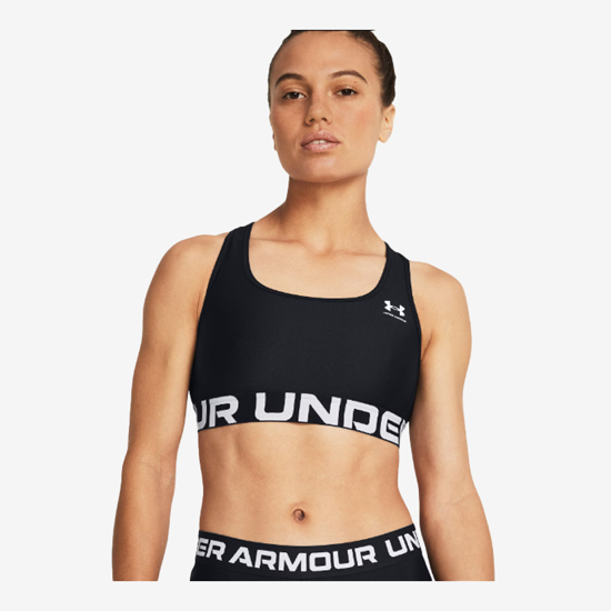 UNDER ARMOUR ž trening top 1383544-001 HEATGEAR ARMOUR MID BRANDED SPORTS BRA black white