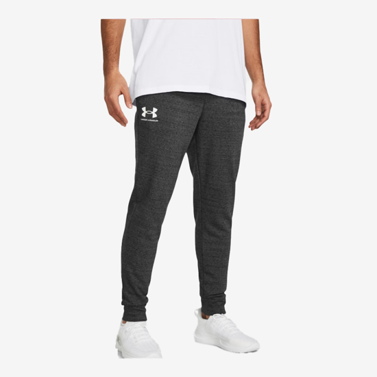 UNDER ARMOUR m hlače 1380843-025 RIVAL TERRY JOGGERS light heather onyx white