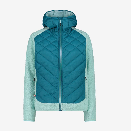 CMP ž jakna 34P2386 40ES JACKET HYBRID FIX HOOD teal acqua