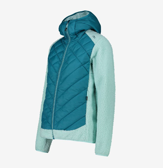 CMP ž jakna 34P2386 40ES JACKET HYBRID FIX HOOD teal acqua