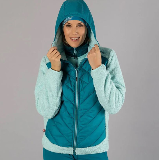 CMP ž jakna 34P2386 40ES JACKET HYBRID FIX HOOD teal acqua