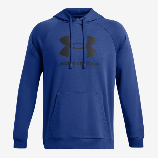 UNDER ARMOUR  m kapucar 1379758-432 UA RIVAL FLEECE LOGO HOODIE tech blue midnight navy