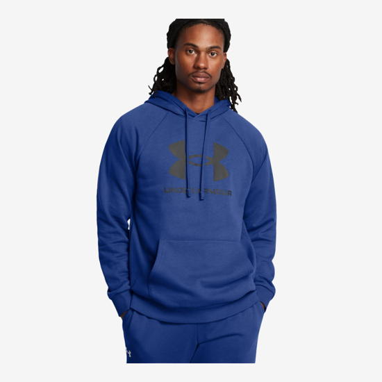 UNDER ARMOUR  m kapucar 1379758-432 UA RIVAL FLEECE LOGO HOODIE tech blue midnight navy