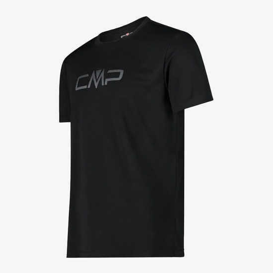 CMP m majica 39T7117P U901 ROUND NECK T-SHIRT WHIT CMP LOGO black