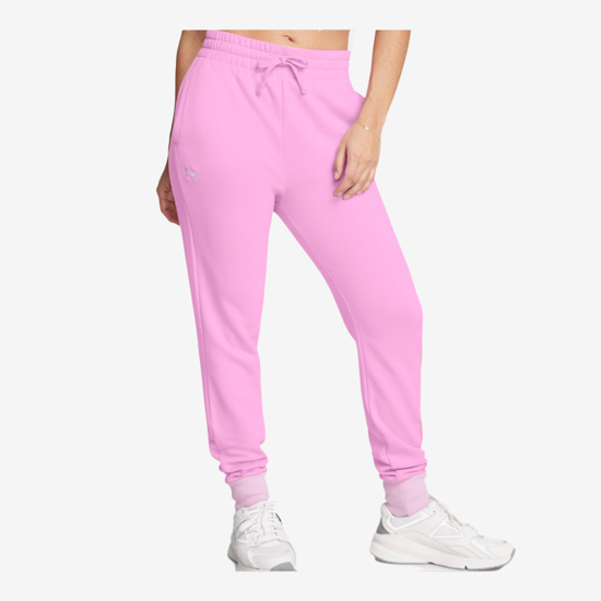 UNDER ARMOUR ž hlače 1379438-638 RIVAL FLEECE JOGGERS stellar pink white