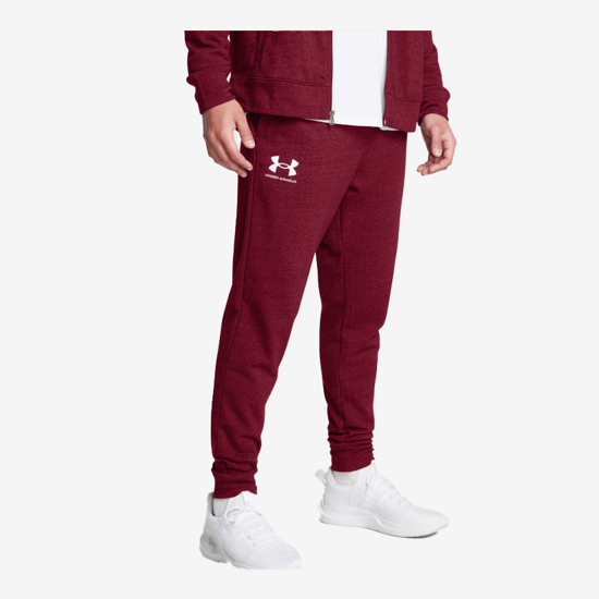 UNDER ARMOUR m hlače 1380843-625 RIVAL TERRY JOGGERS cardinal onyx white