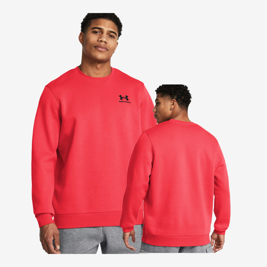 UNDER ARMOUR m pulover 1374250-713 UA ICON FLEECE CREW racer red black