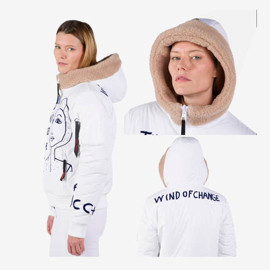 ROSSIGNOL ž bunda RLNWJ36 100 JCC YETI FLEECY BOMBER JACKET white