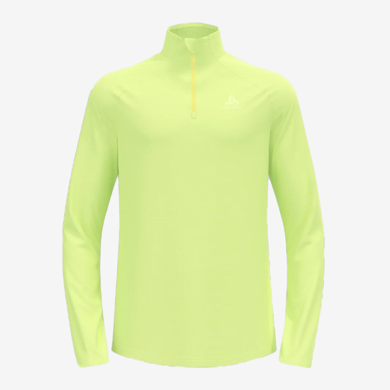 ODLO m majica 313262 40451 RUN EASY HALF-ZIP MID LAYER TOP shadow lime melange