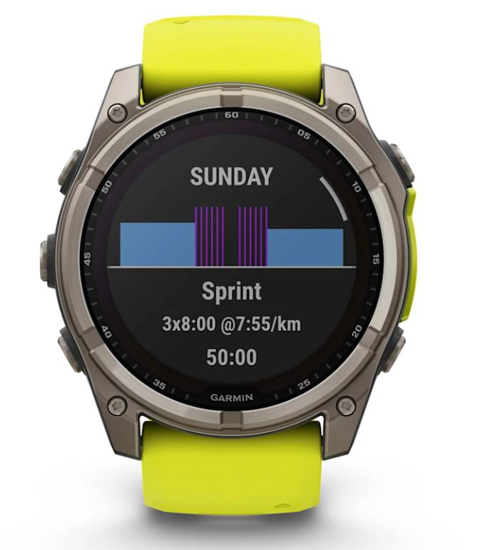 GARMIN športna ura FENIX® 8 SOLAR 010-02907-21 sapphire titanium with amp yellow graphite silicone band, 51 mm