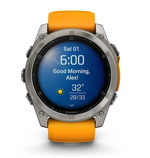 GARMIN športna ura FENIX® 8 010-02905-11 AMOLED sapphire, titanium with spark orange graphite silicone band, 51 mm