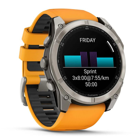 GARMIN športna ura FENIX® 8 010-02905-11 AMOLED sapphire, titanium with spark orange graphite silicone band, 51 mm