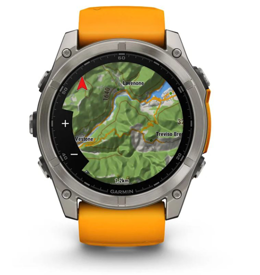 GARMIN športna ura FENIX® 8 010-02905-11 AMOLED sapphire, titanium with spark orange graphite silicone band, 51 mm