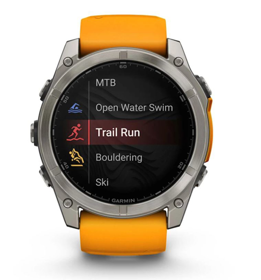 GARMIN športna ura FENIX® 8 010-02905-11 AMOLED sapphire, titanium with spark orange graphite silicone band, 51 mm