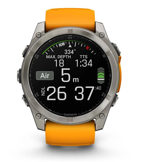 GARMIN športna ura FENIX® 8 010-02905-11 AMOLED sapphire, titanium with spark orange graphite silicone band, 51 mm