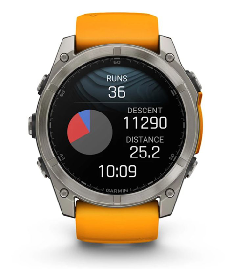 GARMIN športna ura FENIX® 8 010-02905-11 AMOLED sapphire, titanium with spark orange graphite silicone band, 51 mm