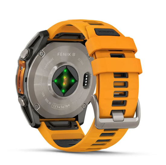 GARMIN športna ura FENIX® 8 010-02905-11 AMOLED sapphire, titanium with spark orange graphite silicone band, 51 mm