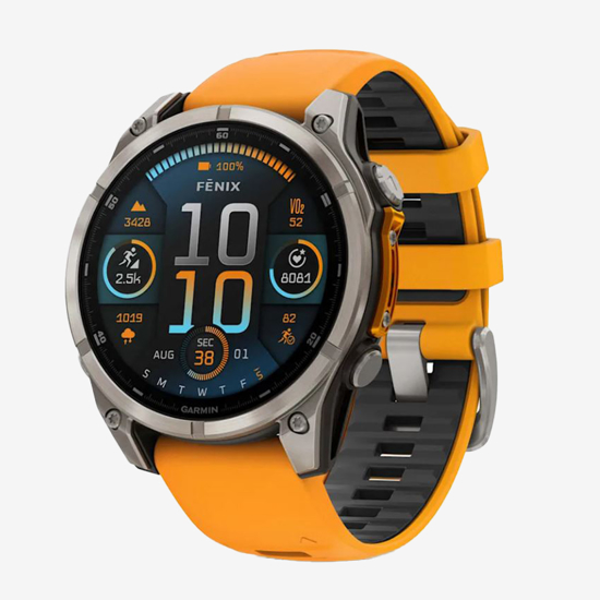 GARMIN športna ura FENIX® 8 010-02904-11 AMOLED sapphire titanium with spark orange graphite silicone band, 47 mm