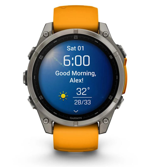 GARMIN športna ura FENIX® 8 010-02904-11 AMOLED sapphire titanium with spark orange graphite silicone band, 47 mm