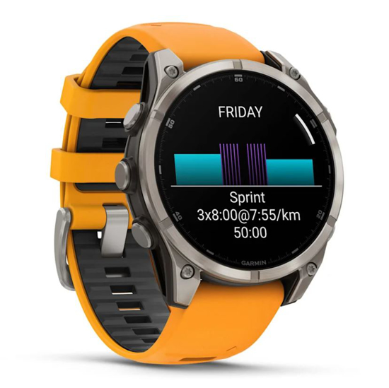 GARMIN športna ura FENIX® 8 010-02904-11 AMOLED sapphire titanium with spark orange graphite silicone band, 47 mm