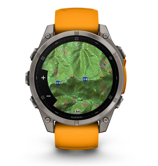 GARMIN športna ura FENIX® 8 010-02904-11 AMOLED sapphire titanium with spark orange graphite silicone band, 47 mm