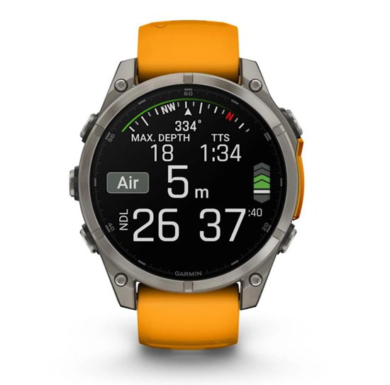 GARMIN športna ura FENIX® 8 010-02904-11 AMOLED sapphire titanium with spark orange graphite silicone band, 47 mm