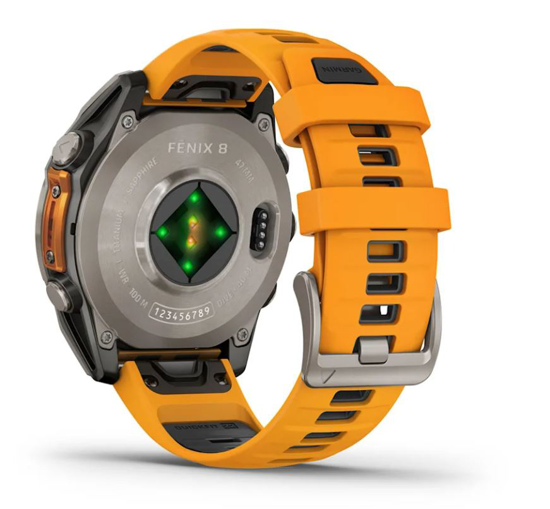 GARMIN športna ura FENIX® 8 010-02904-11 AMOLED sapphire titanium with spark orange graphite silicone band, 47 mm