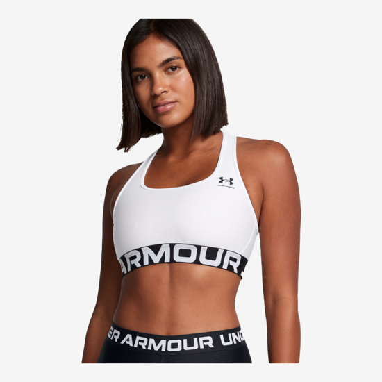 UNDER ARMOUR ž trening top 1383544-100 HEATGEAR ARMOUR MID BRANDED SPORTS BRA white black