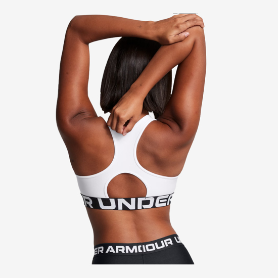 UNDER ARMOUR ž trening top 1383544-100 HEATGEAR ARMOUR MID BRANDED SPORTS BRA white black