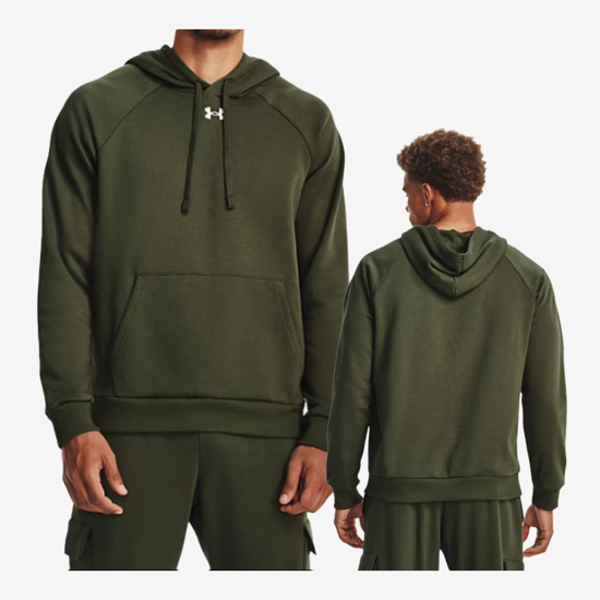 UNDER ARMOUR m kapucar 1379757-390 RIVAL FLEECE HOODIE marine OD green white