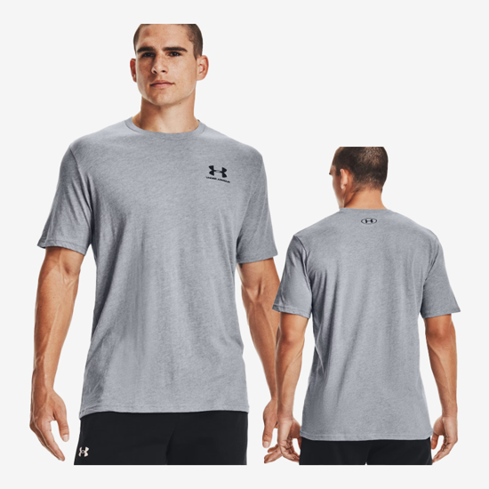 UNDER ARMOUR m majica 1326799-036 UA LEFT CHEST LOGO SHORT SLEEVE steel light heather black